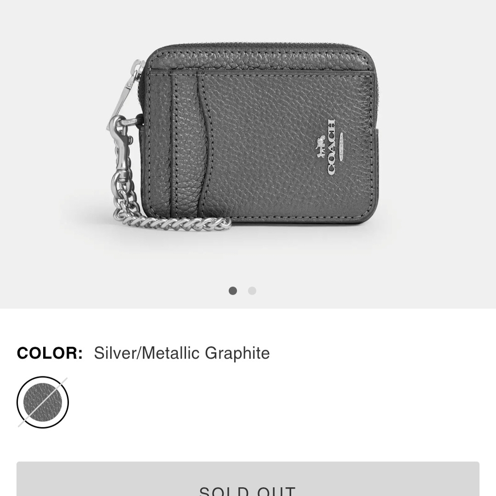 Coach Metallic Graphite Card Holder